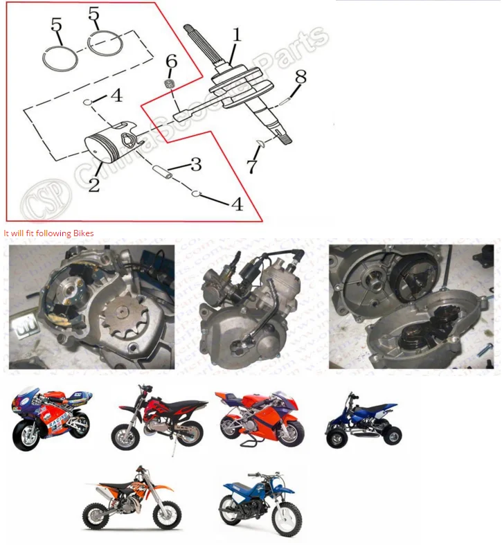 45mm 12mm Piston Ring Bearing Kit For Ktm65 65 65cc Ktm 50sx Junior