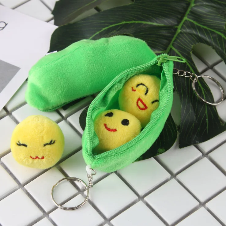 Wholesale Cheap 3 Peas In A Pod Plush Keychains Bean Bags Stuffed