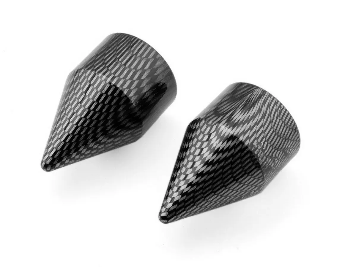 LUO Spiked Motorcycle Racing CNC Rear Caps Plugs Handlebar Protector Grips Bar Ends Weights Slider Carbon Fiber Fit For 1987-2007 Kawasaki Ninja EX250