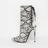 Snake pattern women pointed toe new fashion high heel boots