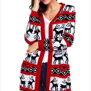 Winter Knitwear Printing Big Yards Warm Loose Women's Sweater Christmas Coat Winter Knitwear Printing Big Yards Warm Loose Women's Sweater Christmas Coat