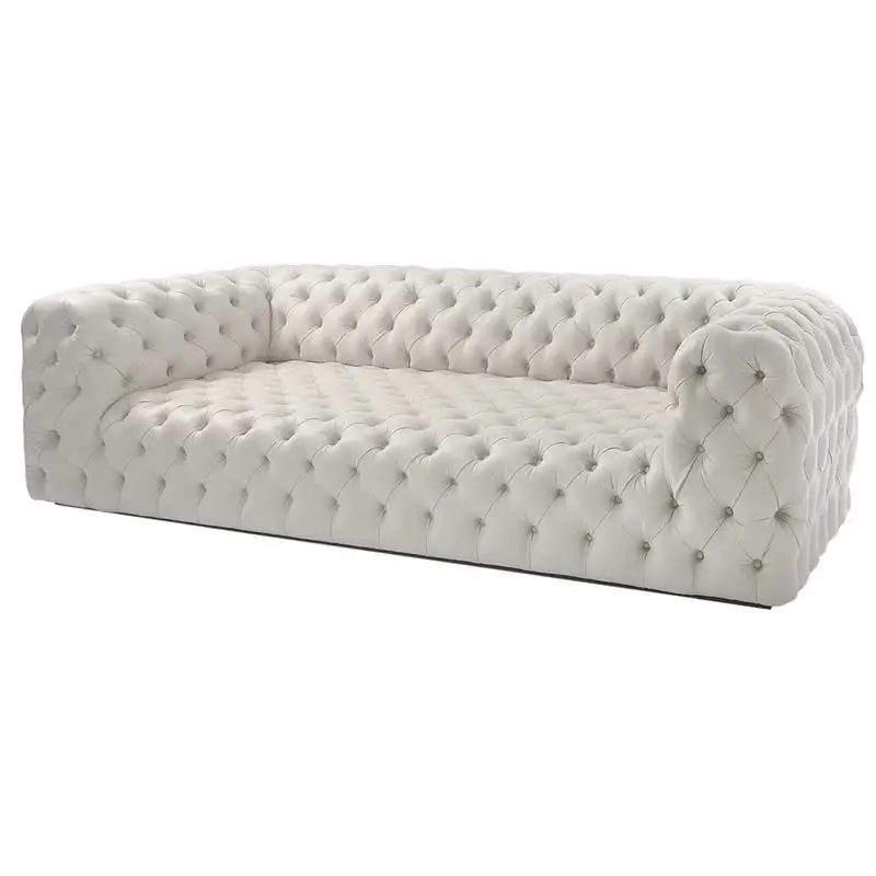 Modern Unique Design White Tufted Velvet Lounge Sofa - Lounge Furniture