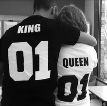 KING QUEEN 01 Funny Letter Print T-Shirt Women Men Sport Tops Hipster Fashion Clothing Summer Style t shirt tees Plus Size