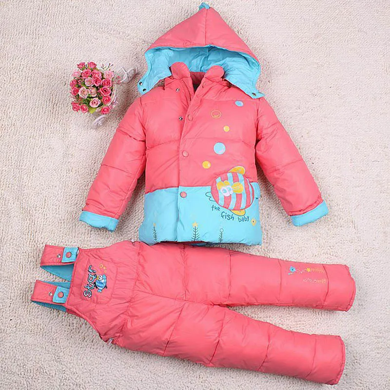 Free Shipping 1 3y Down Jacket for Girl Baby snowsuit Boys Winter Coat Kids Clothing Set