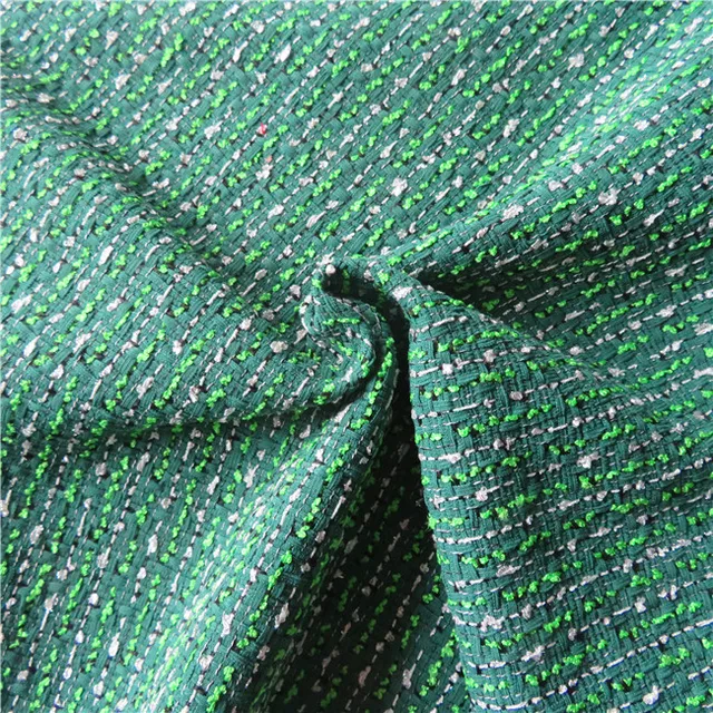 Fashion model clothes lurex green color textile fabric importers design
