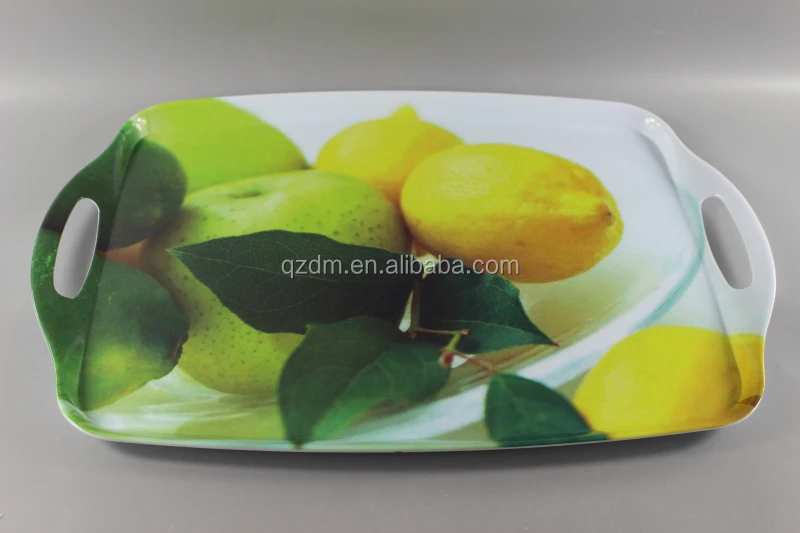 19inch melamine serving tray with handle fruit print