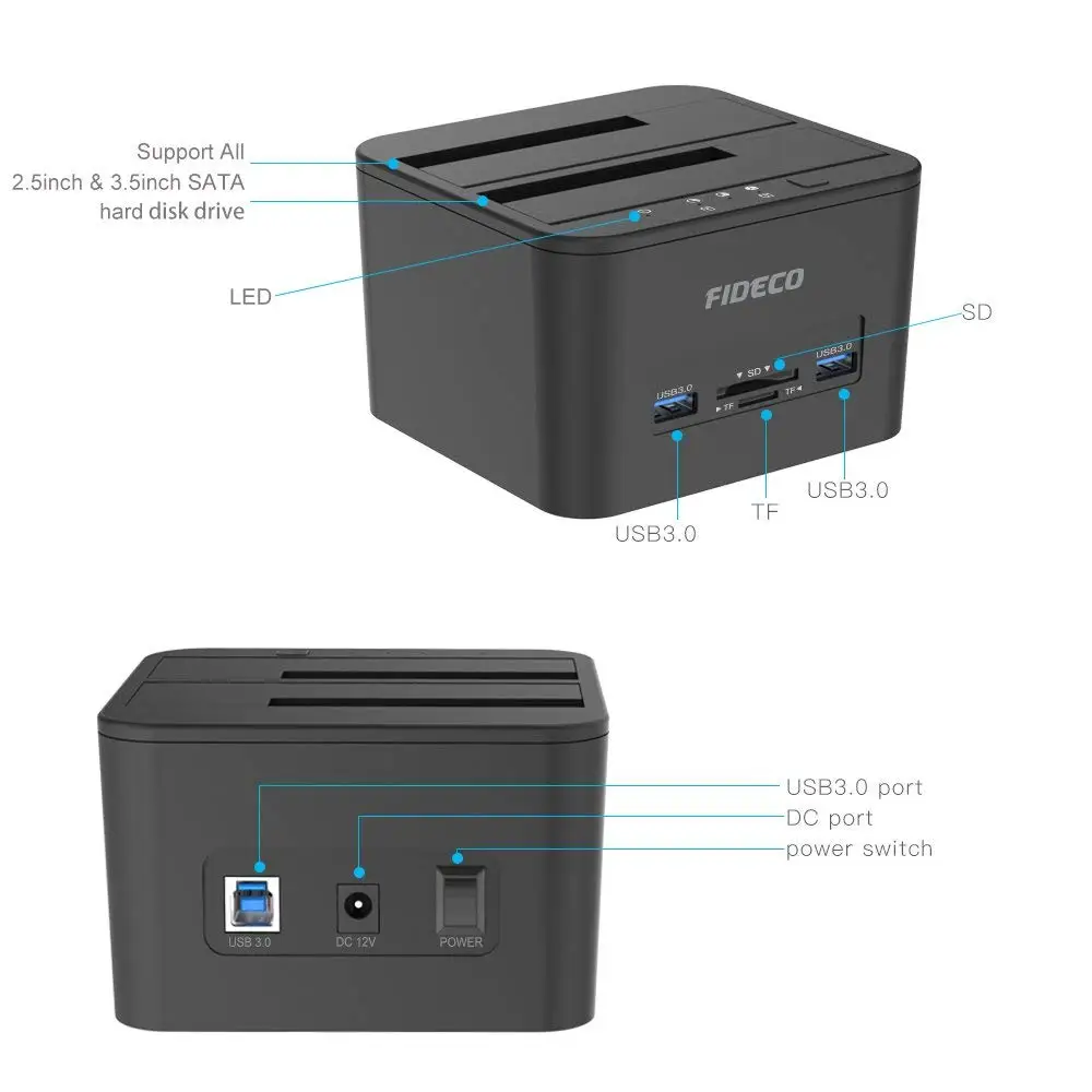 Fideco Usb 3.0オールインワンhddドッキングステーションドライバー2.53.5カードリーダー付き外付けハードドライブ - Buy Hdd  Docking Station Usb 3.0,All In 1 Hdd Docking Station Driver,Hard Drive  Docking Station With Card Reader Product on