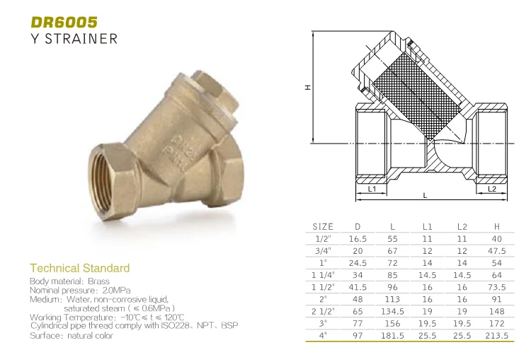 Dn40 Brass Y Type Spring Check Valve With Stainless Steel Filter Buy