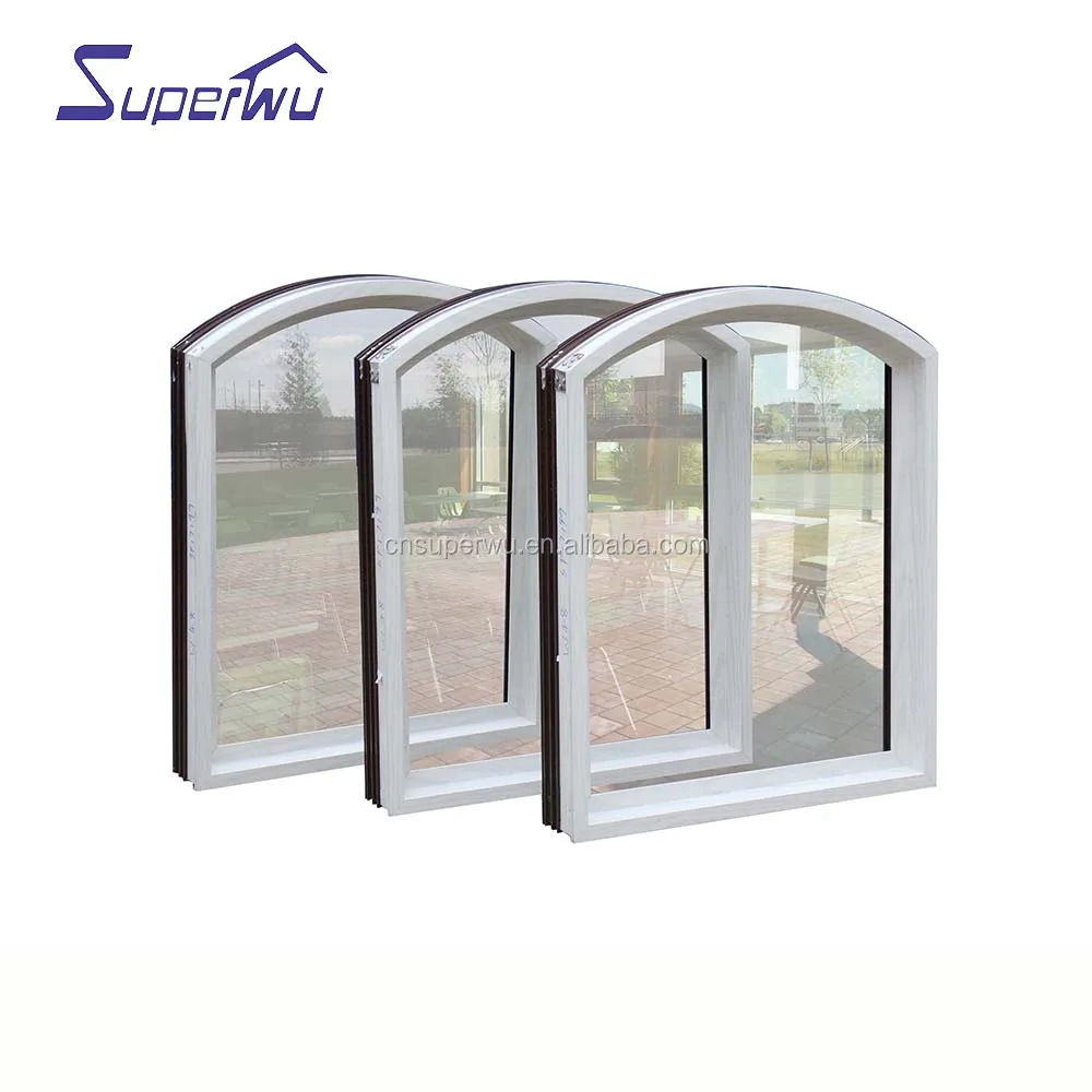 Soundproof glass aluminum double tempered glass arch fixed windows in low prices double color design