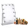 12 LED Bulbs Hollywood Clock Mirrors Lighted Makeup Mirror with Clock and LED Light