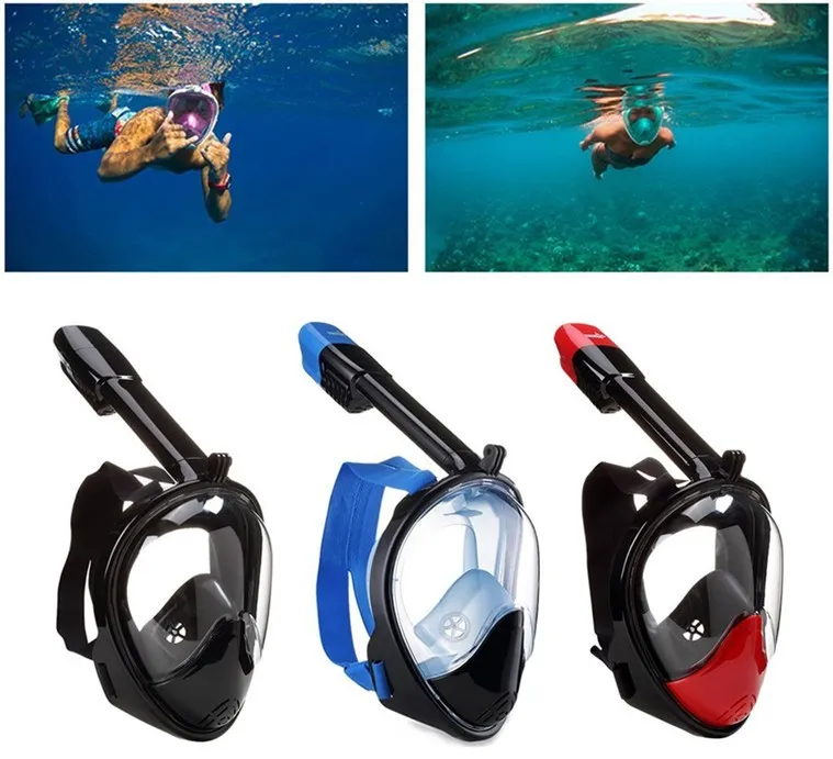 Full Face Easy Breathing Snorkeling Mask 180 Degree View With Gopro ...