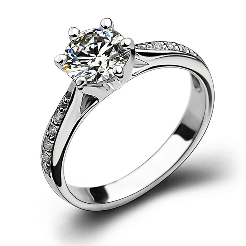 Обручальное кольцо с одним бриллиантом женское