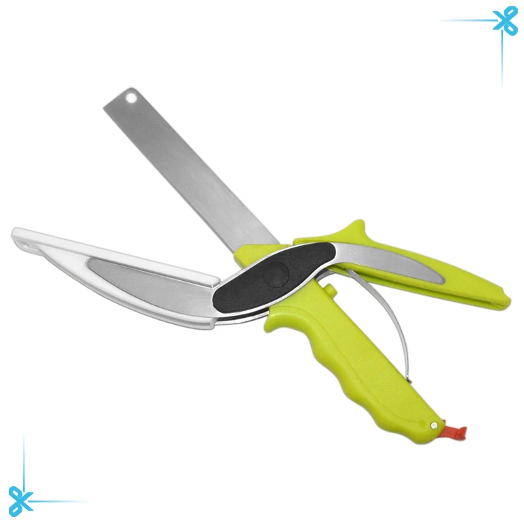 2 In 1 Clever Kitchen Cutter Smart Slicer Scissors With Cutting Board