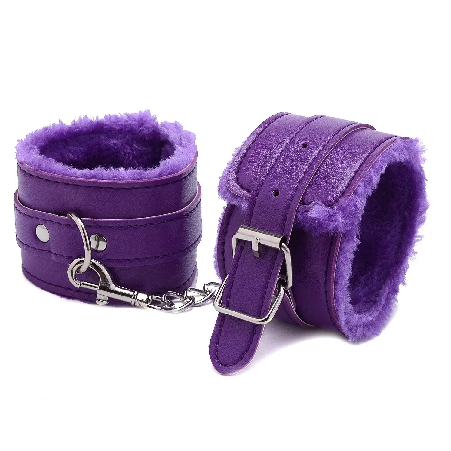 Catata Adjustable Cuffs Furry Fuzzy Handcuffs for Waist Leather Handcuffs W...