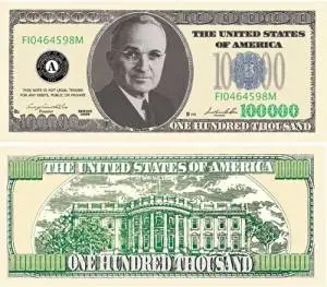 Buy Set Of 5 Harry Truman 100 000 Dollar Novelty Bill In Cheap Price On Alibaba Com