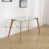 Modern tempered glass table red oak table leg a combination of modern small household dining table
