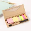 Best selling eco kraft box waterproof recycle sticky notes set custom with pen for school student office reading writing