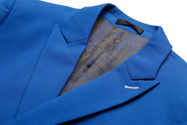 Wholesale Polyester Black Dark Blue Pants Suits Royal Blue Double-Breasted Men Suit