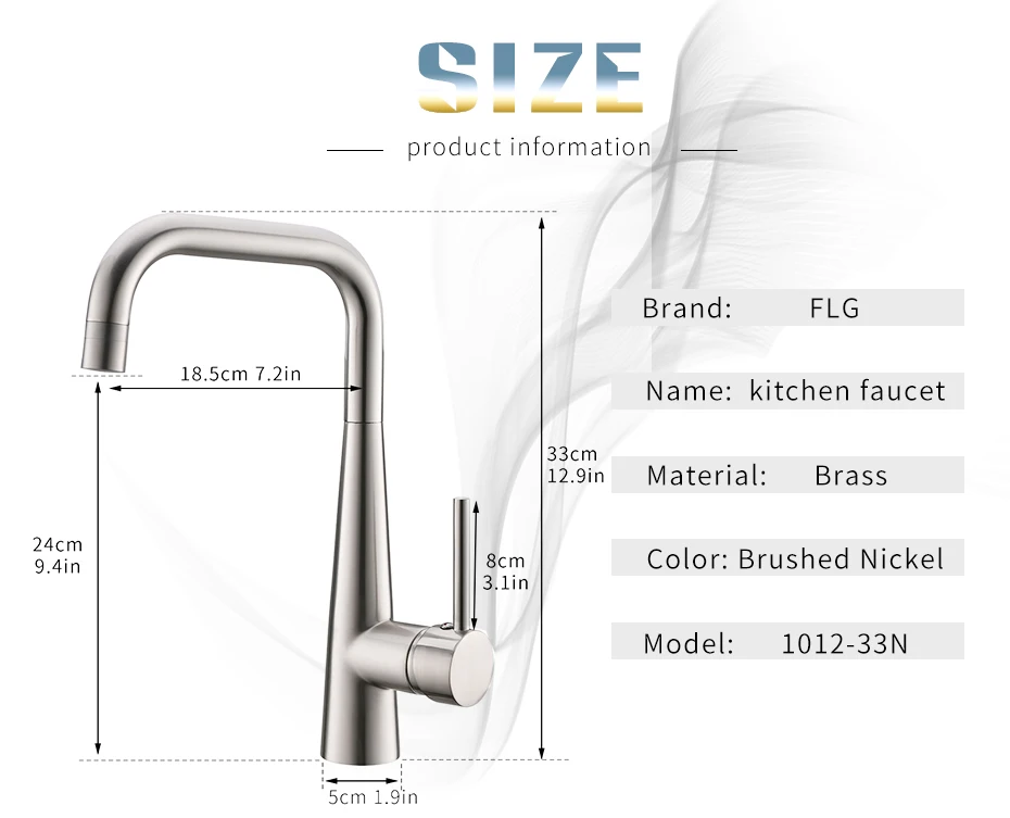 FLG Newest Single Handle griferia mixer taps Brushed Nickel Kitchen Faucet
