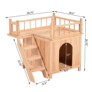 2 Story Indoor Outdoor Wood Cat Dog House Shelter Wooden 2 Story Indoor Outdoor Wood Cat Dog House Shelter