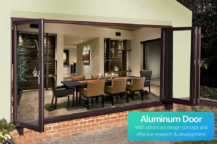 Aluminum patio / balcony double glass exterior accordion folding door Folding glass balcony aluminium bifold doors