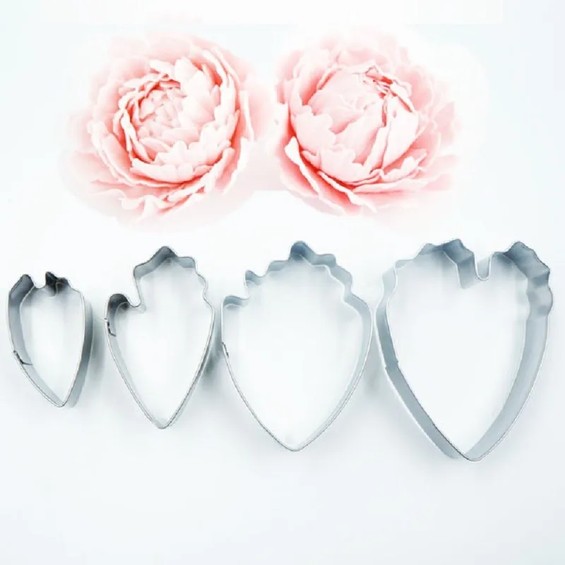 4 pc Peony Petal Shape Cookie Mold Stainless Steel Cookie Cutter Cake Decoration Mold Baking Fondant Mold Cutter