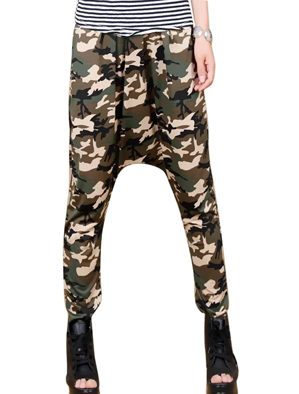 Macondoo Mens Casual Sport Jogger Slim Printed Elastic Waist Camouflage Pants