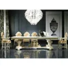 French style antique finishedy 10 people wood carving long dining table set