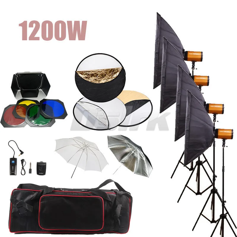 GODOX 1200W 300SDI Studio Flash Lighting set Photography Light kit for Studio Photo wedding