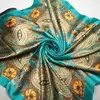 Lotus Silk Satin Scarf Big Square Scarf Silk Women Print Silk Scarf