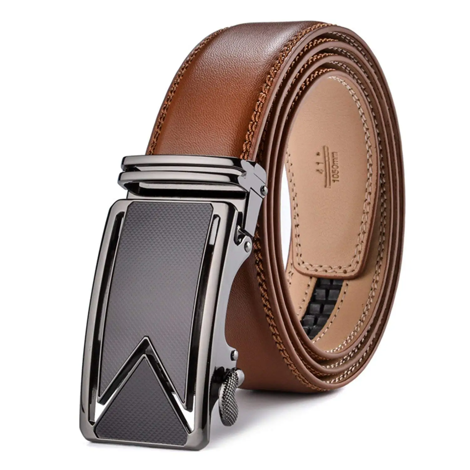 Chiffoned Men Belt 2018 Cowhide Genuine Leather Belts For Men Luxury Automatic Buckle Belts Brown Black Cinturones Hombre