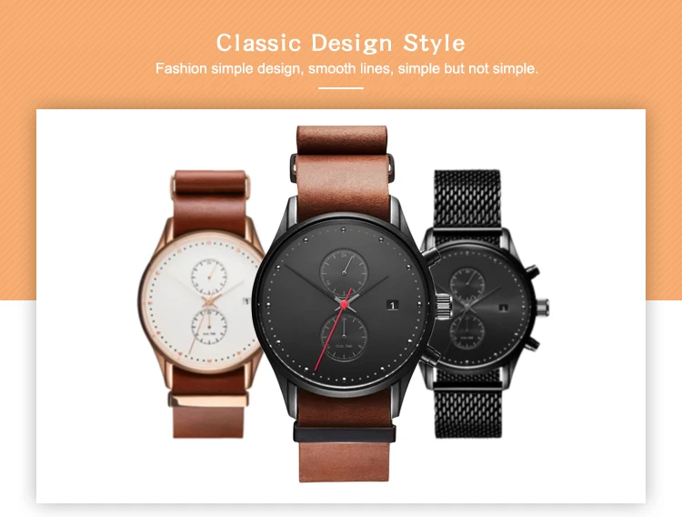 Men'S Fashion Stainless Steel Back Water Resistant Wristwatches Japanese Movement Quartz Watches Men Brand