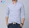yihao wholesale autumn winter men's t shirt long sleeve V neck 100% cotton t shirt men's comfortable clothing