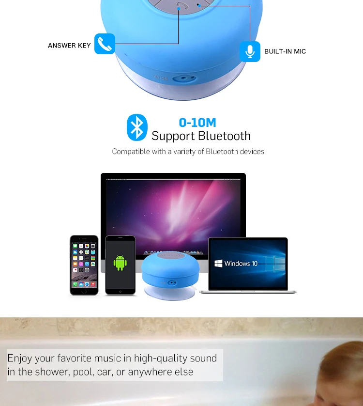 Outdoor Portable Mini Waterpoof Bluetooth Car Kit Hands Free Speaker - ANKUX.COM