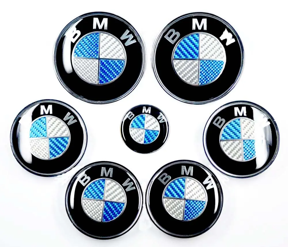 Angel Mall BMW 68mm Outer Diameter Carbon Fiber Black Wheel Center Hub Caps Cover 4-pc Set