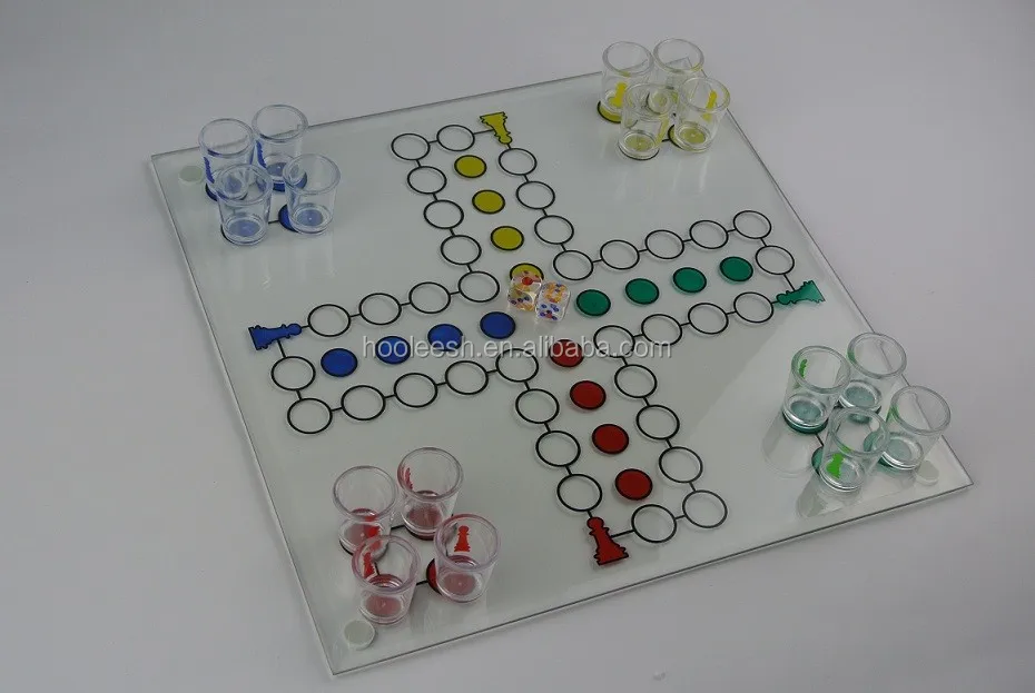 L High Quality Novel-innovative And Clear Glass Ludo Game For Drinking