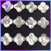Nature white four leaf clover 12 Zodiac shell MOP