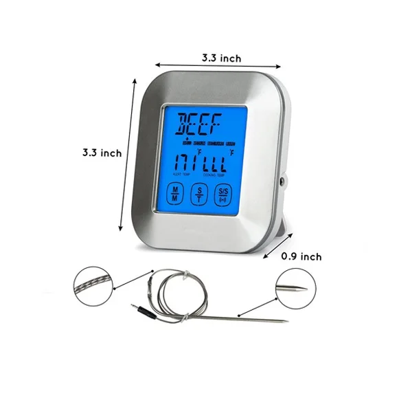 Digital Meat Kitchen Oven BBQ Cooking Probe Thermometer and Timer Instant Read Touchscreen