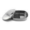 18/10 Stainless Steel Portable Bento Lunch Box 3 Compartments Kids Food Container Oval Container Boxes for Snacks Storage
