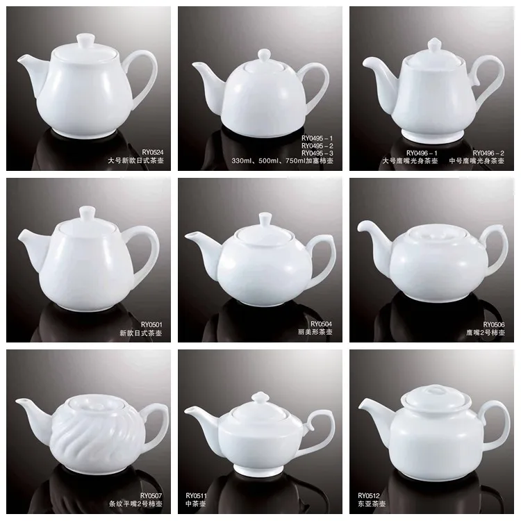 Good Quality Modern Dinnerware Ceramic Porcelain White Teapot For Hotel