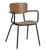 Uk Fashion Trendy Arm Chair For Dining Room Wooden Seat Metal Frame Modern Design Chair For Cafe Restaurant