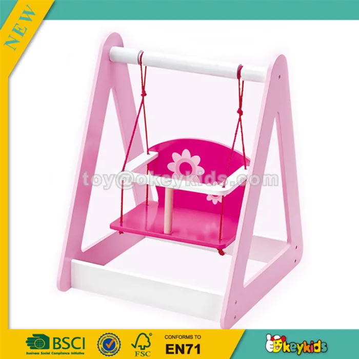Wholesale Pink Lovely Wooden Doll Swing For Baby,Delicate Wooden Doll