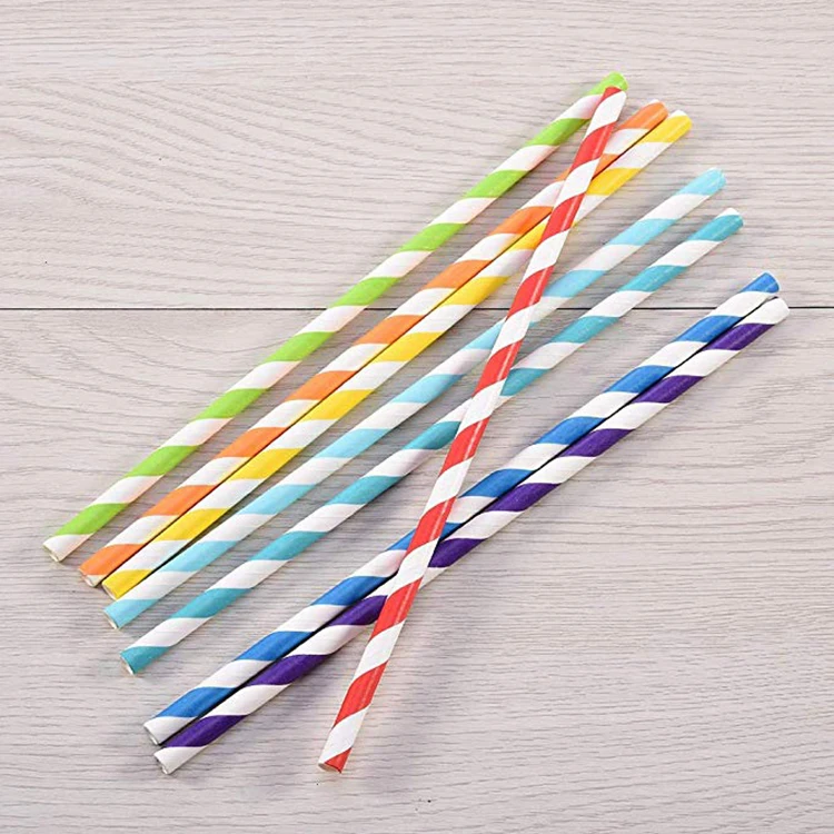 Extra Long 35cm Cotton Candy Used Biodegradable Drinking Paper Straws