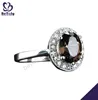 Tea color gemstone for men wedding silver rings