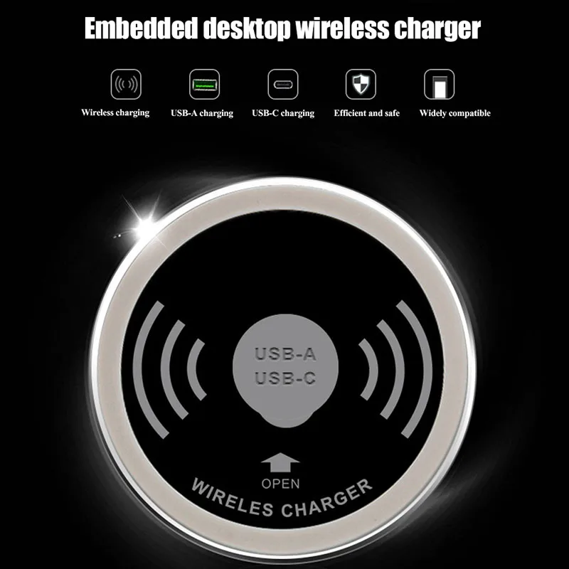 Ftc20 Wireless Charging Table Wireless Desk Charging Embedded Qi Charger For Office Hotel Bar