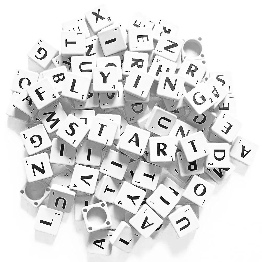 ROSENICE 100pcs Scrabble Tiles Letter Tiles Plastic Tiles (Ivory Black)