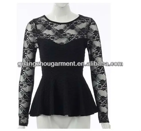 lace peplum top long sleeve