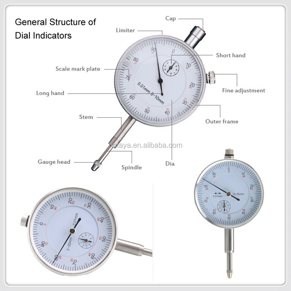 high accuracy inch and mm Dial Indicator dial gauge indicator 0-10MM dial indicator with magnetic stand