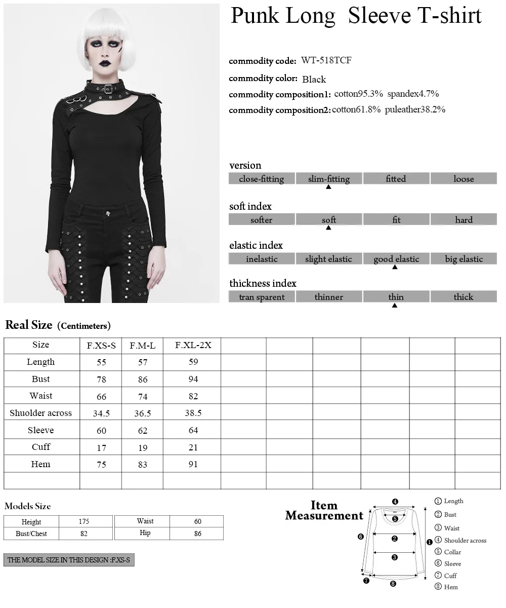 WT-518 PUNK RAVE Long Sleeve sexy fancy ladies blouses and tops