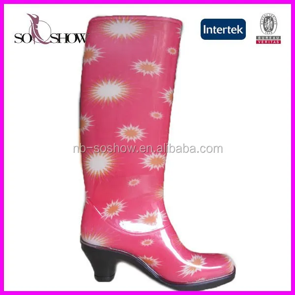 high heel rubber rain boots